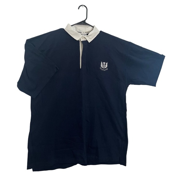 Rugby Nations Scotland Polo Shirt Mens L Navy Blue Short Sleeve w/ Tag 201 - Picture 1 of 9